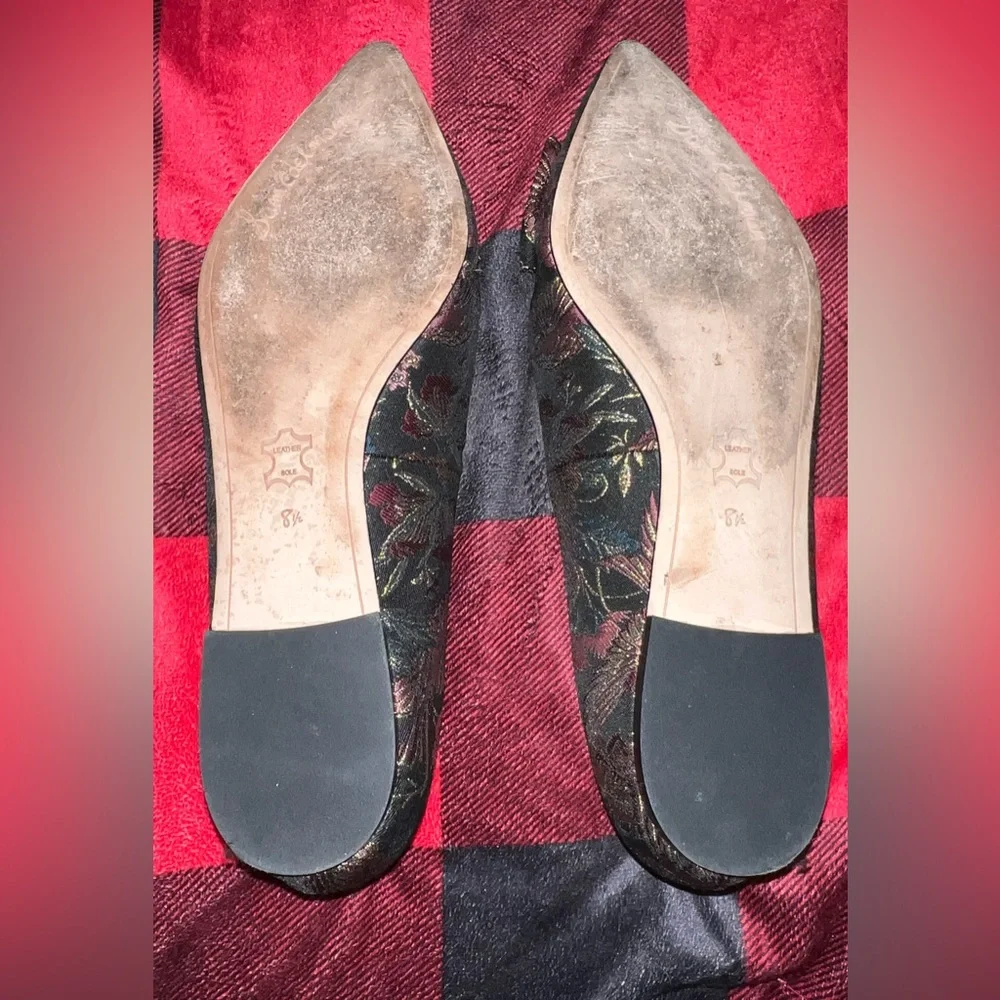 EUC Sam Edelman Raisa Studded Black Bird Jacquard Pointed Flats - Picture 9 of 9